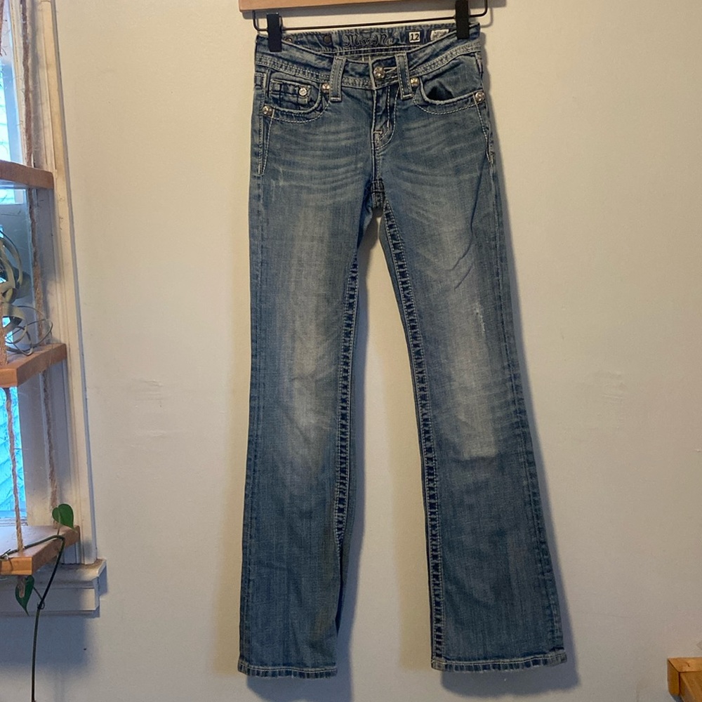 Miss Me Girl Light Wash Low Rise Slim Fit Bootcut JK5360B Jeans Size 12